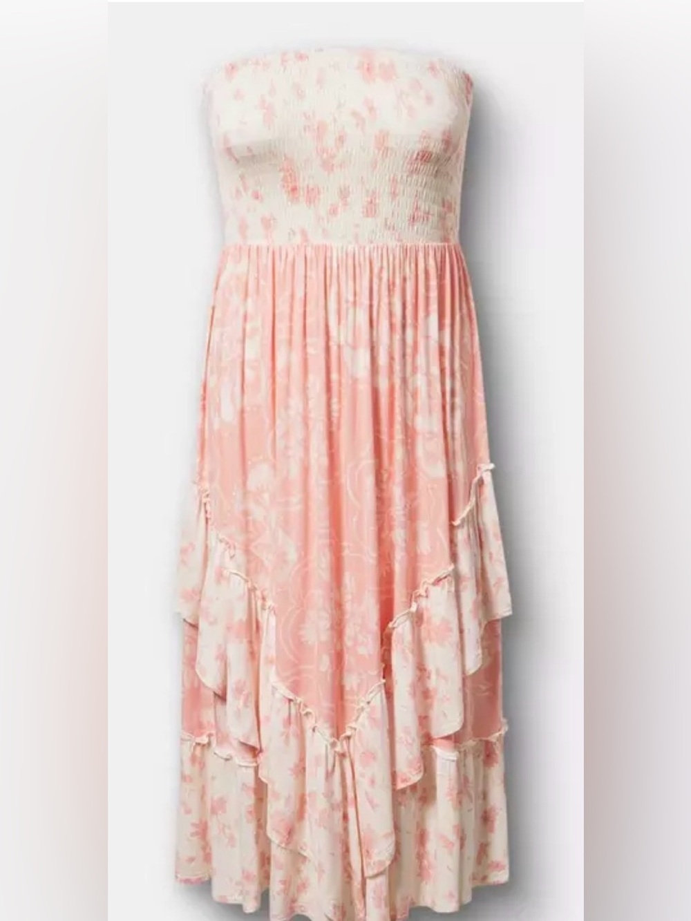 Women’s' Strapless Pink Floral Maxi Dress